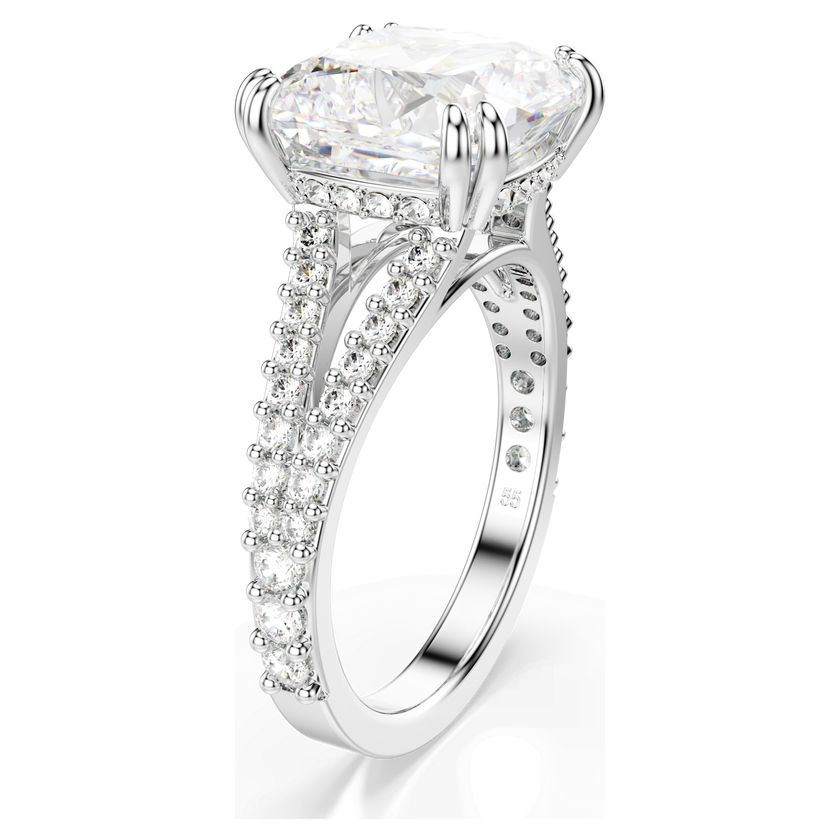 swarovski stilla ring  square cut  white  silver tone finish