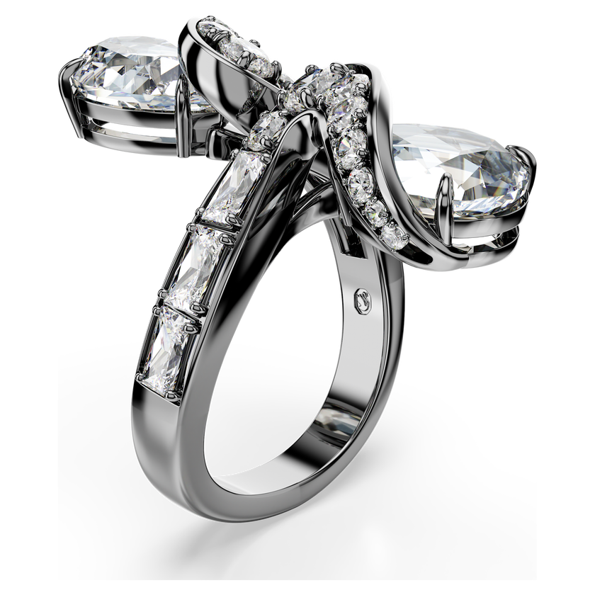 swarovski the vienna collection open ring  feather  white  ruthenium plated