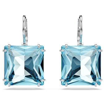 swarovski millenia earrings square cut crystal blue rhodium plated