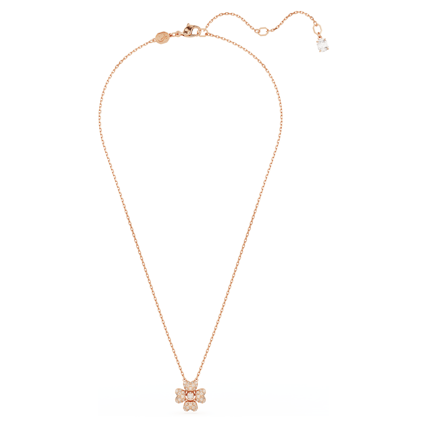swarovski idyllia pendant  clover  white  rose gold tone plated