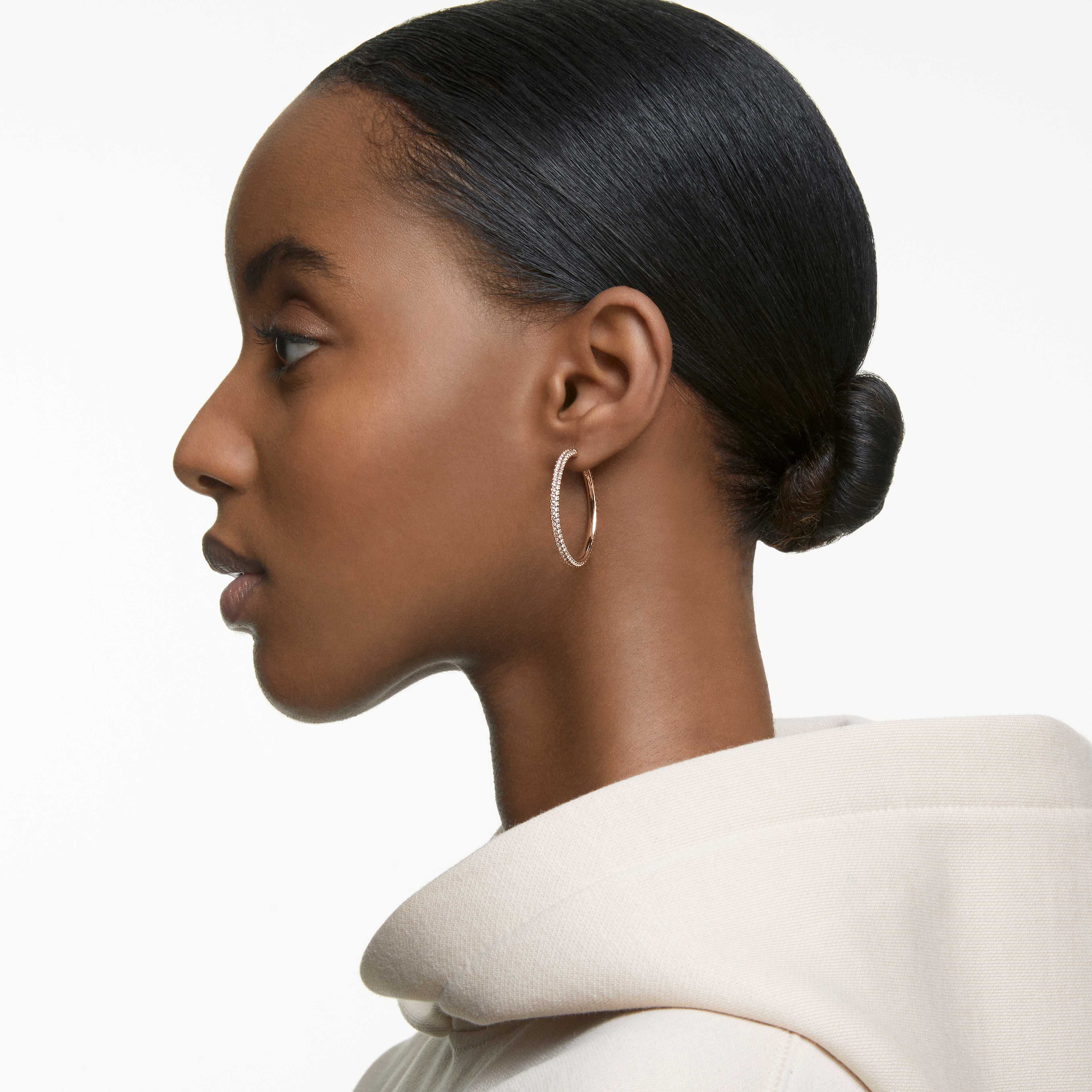 Buy Swarovski Dextera hoop earrings, Pavé, Large, White