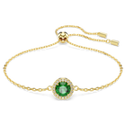 Una bracelet, Round cut, Pavé, Green, Gold-tone plated