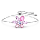 Gema bracelet, Mixed cuts, Flower, Pink, Rhodium plated