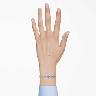 swarovski imber tennis bracelet  mixed round cuts  blue  rhodium plated