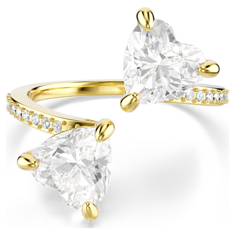 swarovski mesmera attract open ring  heart cut  pav   heart  white  gold tone plated