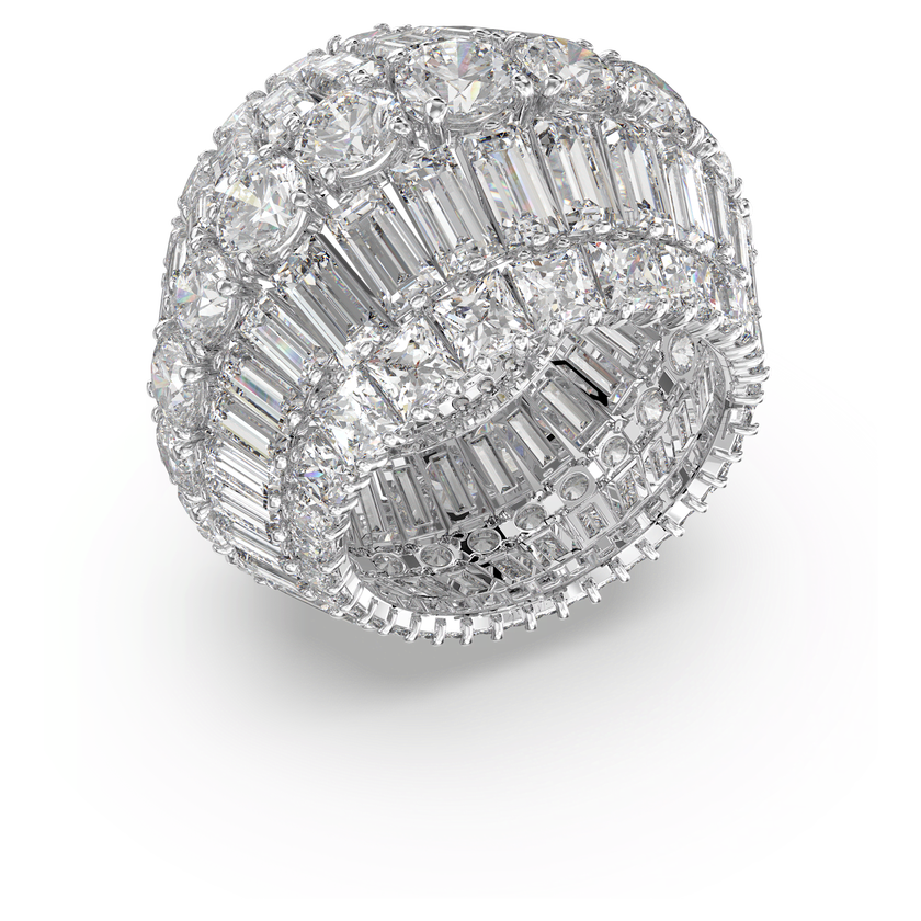 swarovski hyperbola cocktail ring  large  white  rhodium plated