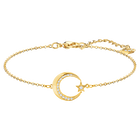 Crescent Star Bracelet, White, Gold-tone plated