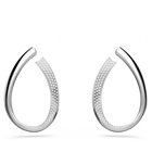Exist hoop earrings, Medium, White, Rhodium plated