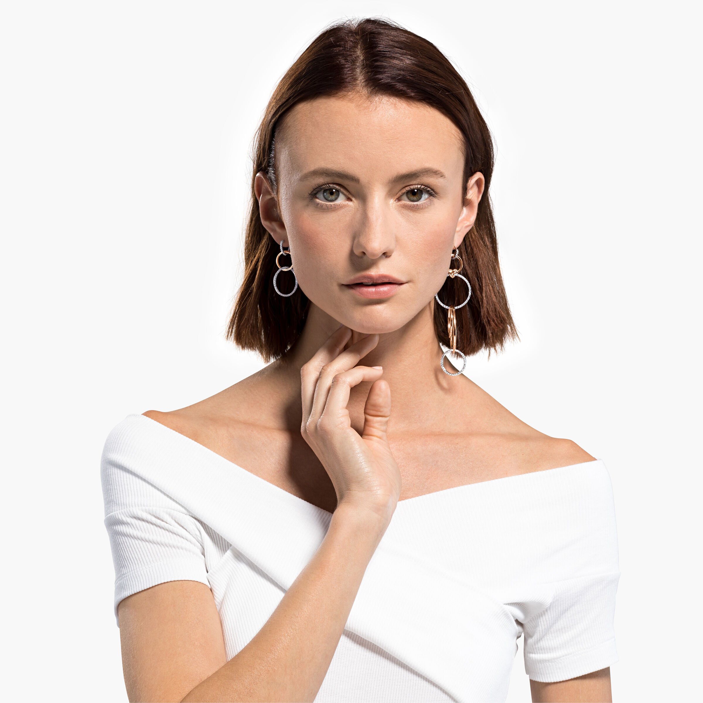 Buy Swarovski Lifelong Heart hoop earrings Asymmetrical design