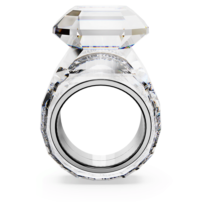 swarovski lucent cocktail ring  octagon cut  white