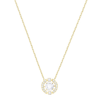 Sparkling Dance Round Necklace, White, Gold Plated