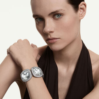 swarovski una angelic bracelet  cushion cut  white  ruthenium plated