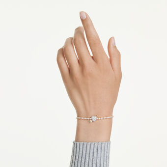 swarovski idyllia bracelet  mixed cuts  heart with arrow  white  gold tone plated