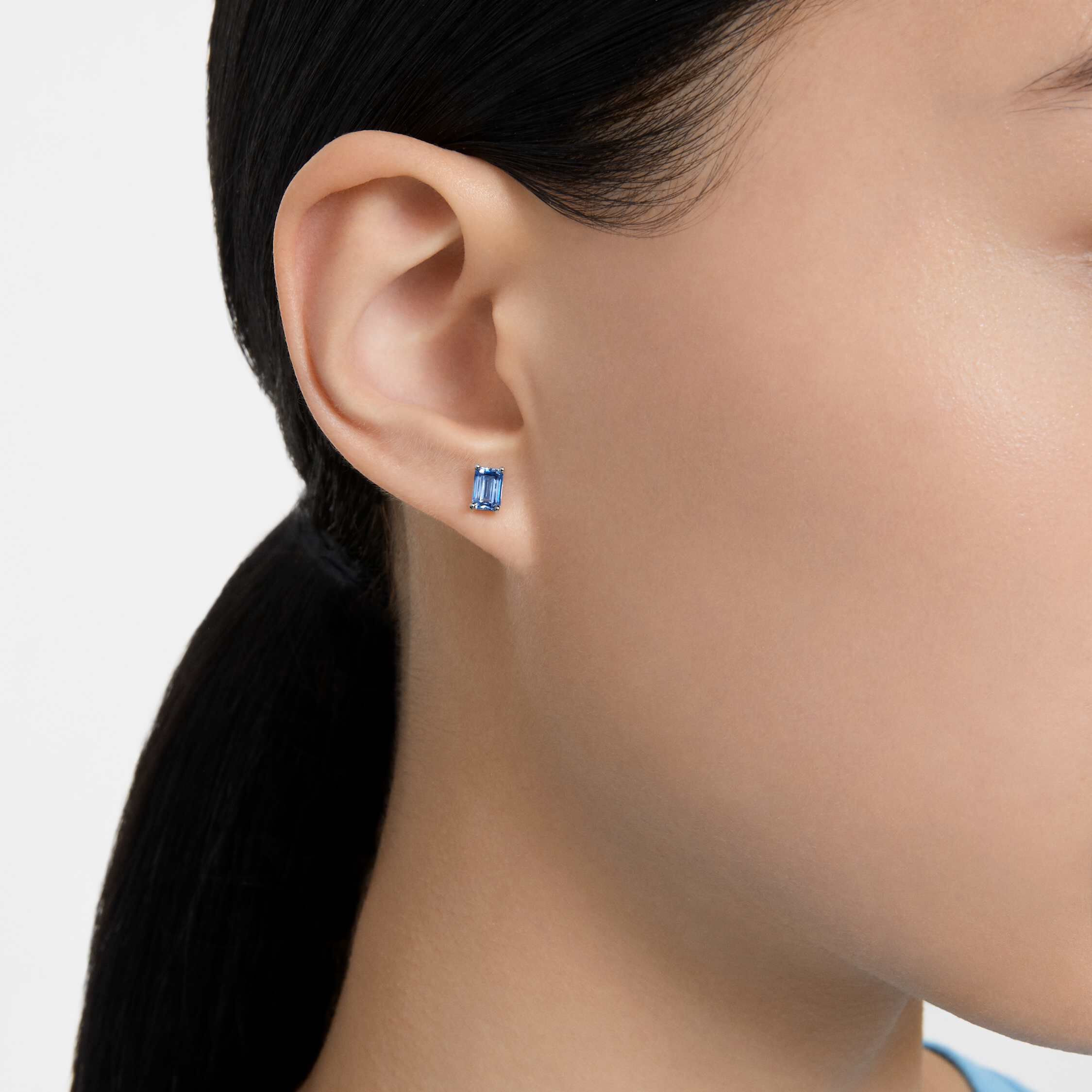 Blue square stud earrings store