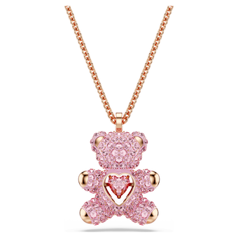 swarovski teddy pendant  bear  pink  rose gold tone plated