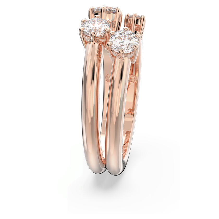 swarovski constella ring  set  2   round cut  white  rose gold tone plated