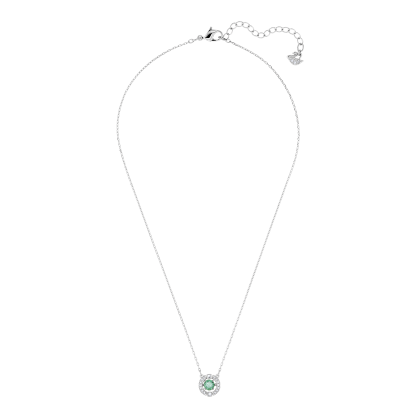 Sparkling Dance Necklace, Green, Rhodium plated