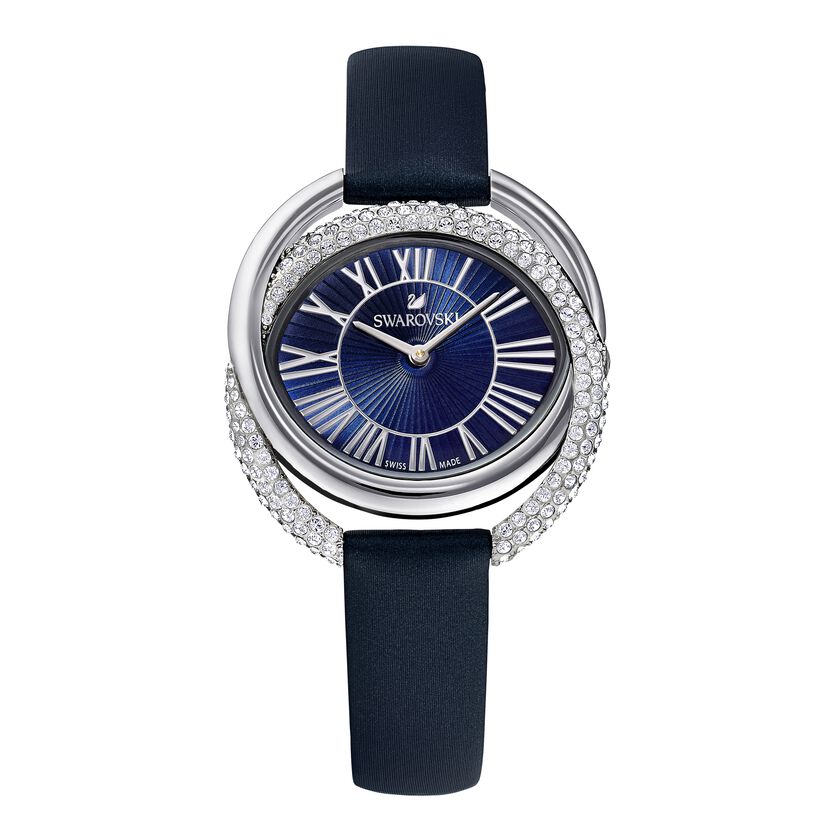 Duo Watch, Leather Strap, Blue, Stainless Steel