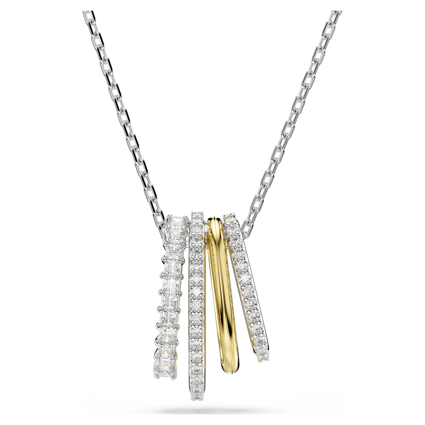 swarovski hyperbola pendant  mixed cuts  white  mixed metal finish