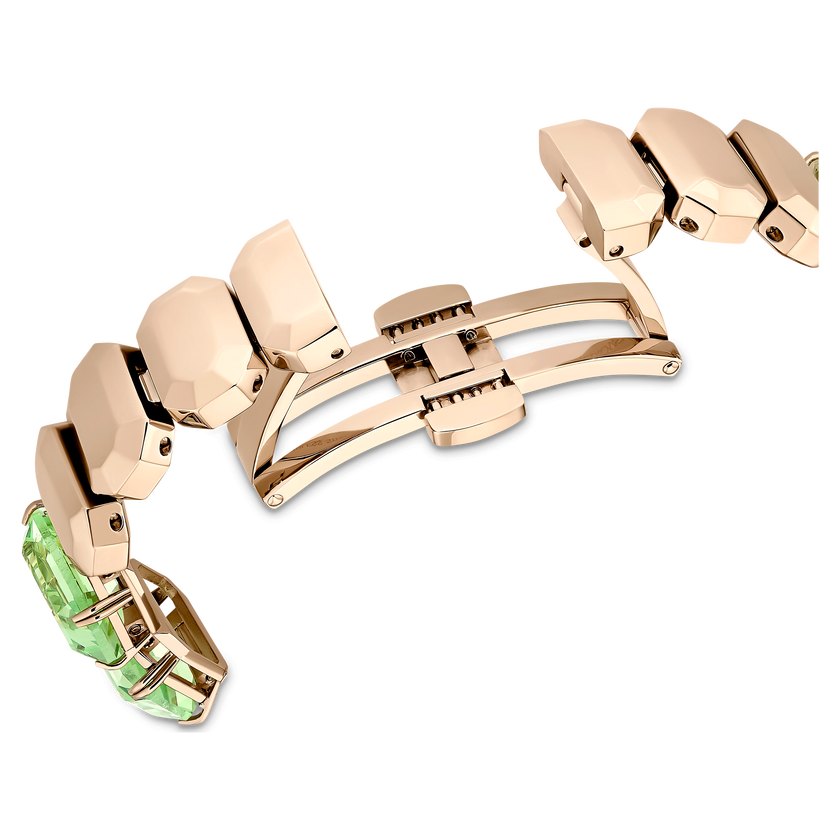 swarovski watch  octagon cut bracelet  green  champagne gold tone finish