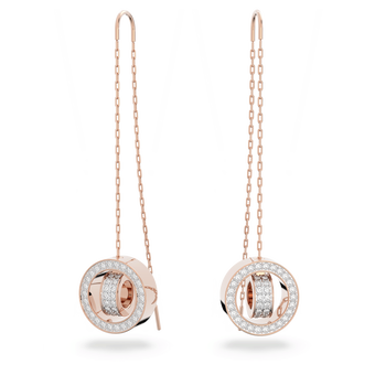 swarovski hollow drop earrings  long  white  rose gold tone plated