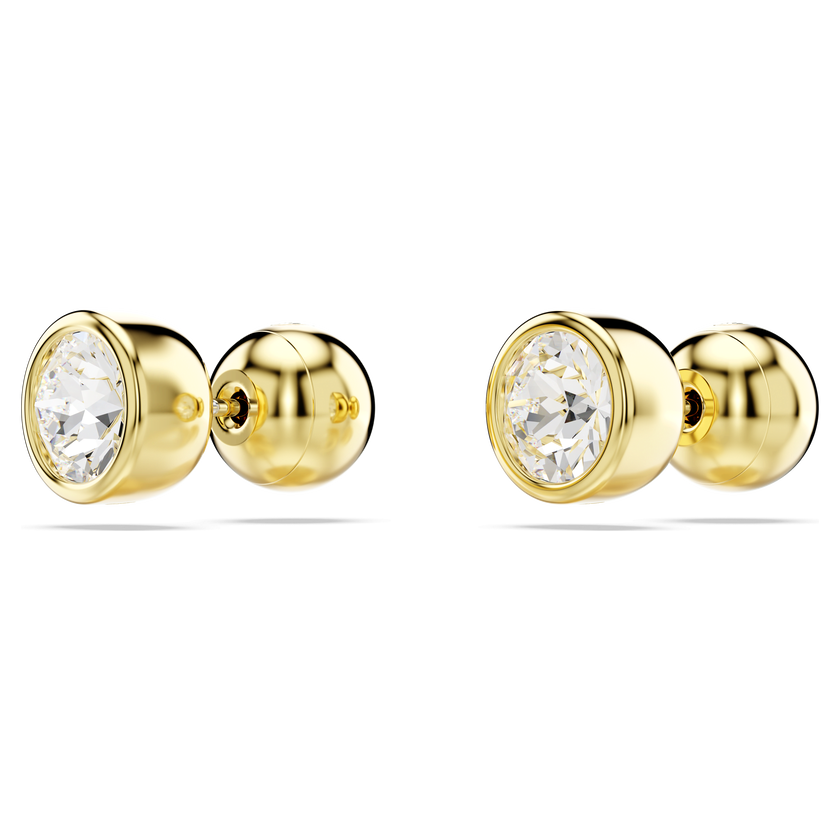 swarovski imber stud earrings  round cut  white  gold tone plated