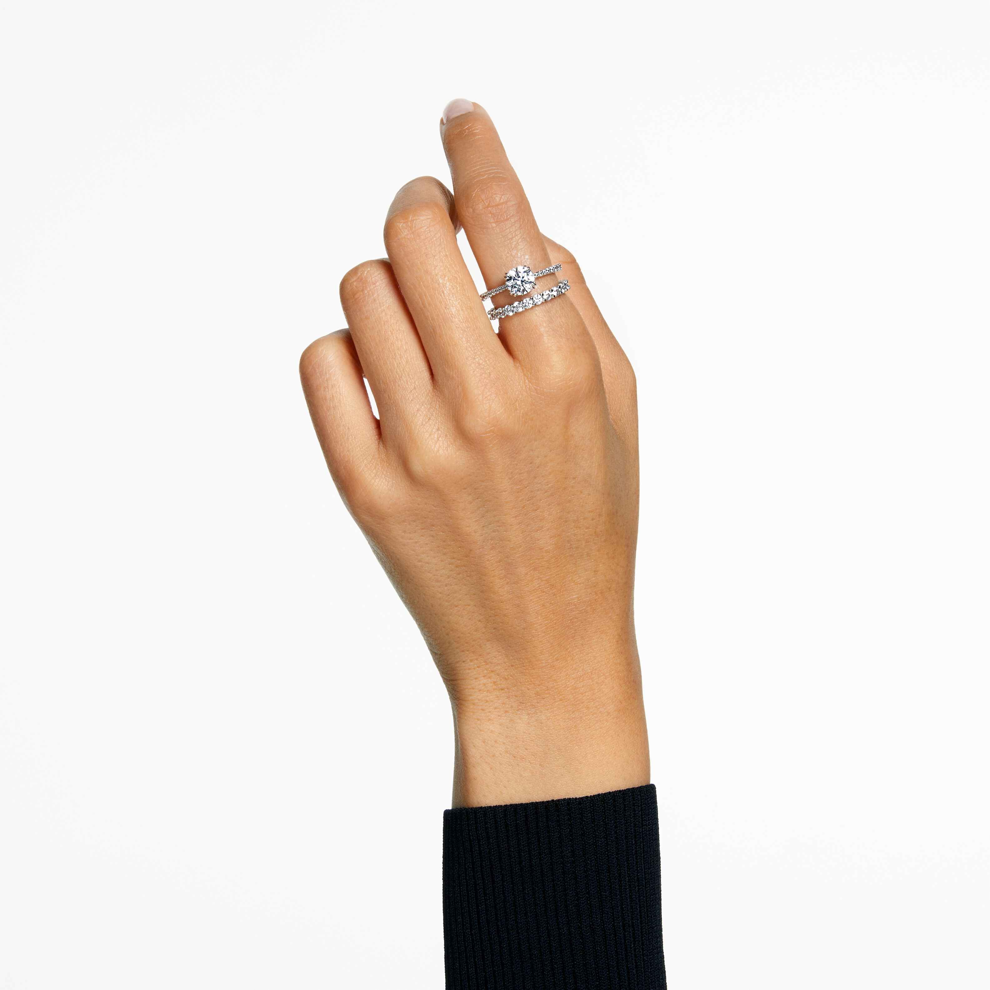Buy Swarovski Stilla ring Set 2 Round cut White Rhodium plated