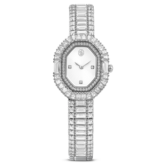 swarovski matrix octagon watch baguette cut metal bracelet silver tone stainless steel