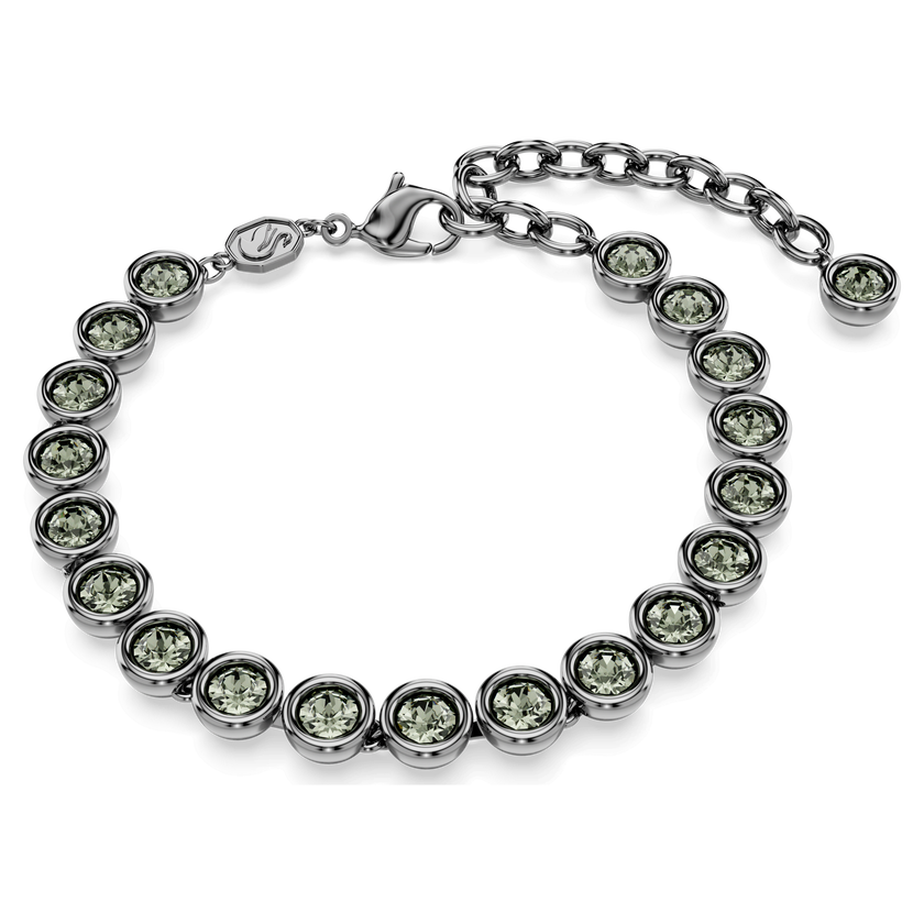 swarovski imber tennis bracelet  round cut  black  ruthenium plated