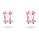 swarovski chroma stud earrings cushion cut pink rose gold tone plated