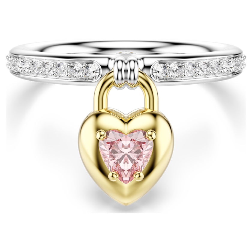 swarovski idyllia motif ring  mixed cuts  heart  multicolored  mixed metal finish
