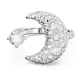 swarovski sublima open ring  moon  white  rhodium plated