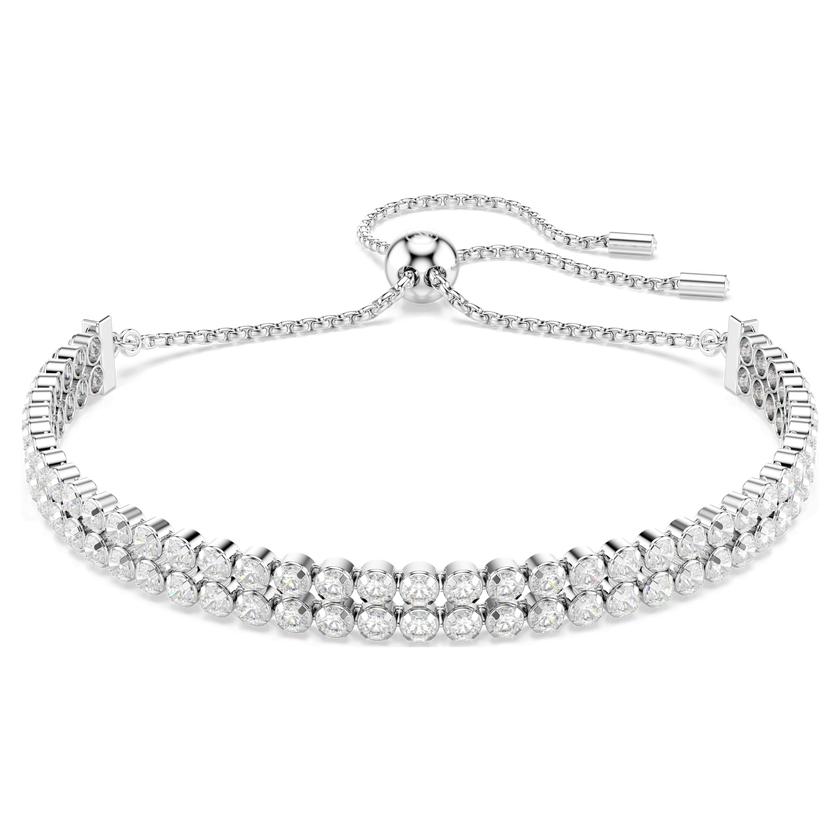 swarovski matrix tennis bracelet  round cut  white  rhodium plated