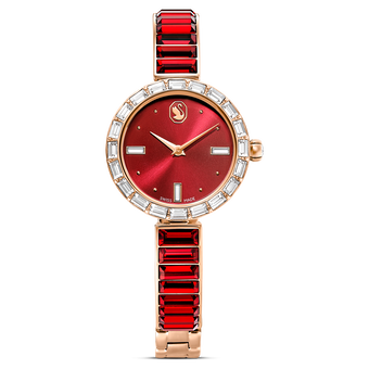 swarovski matrix bangle watch swiss made crystal bracelet red rose gold tone finish