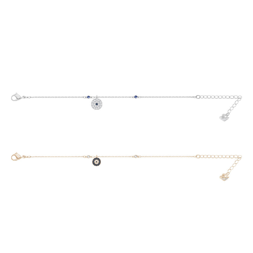 swarovski crystal wishes bracelet  set  2   evil eye  blue  mixed metal finish
