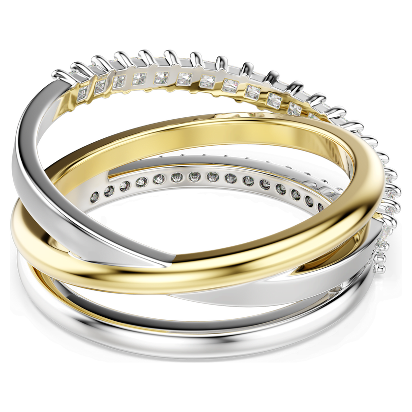swarovski hyperbola ring  mixed cuts  white  mixed metal finish
