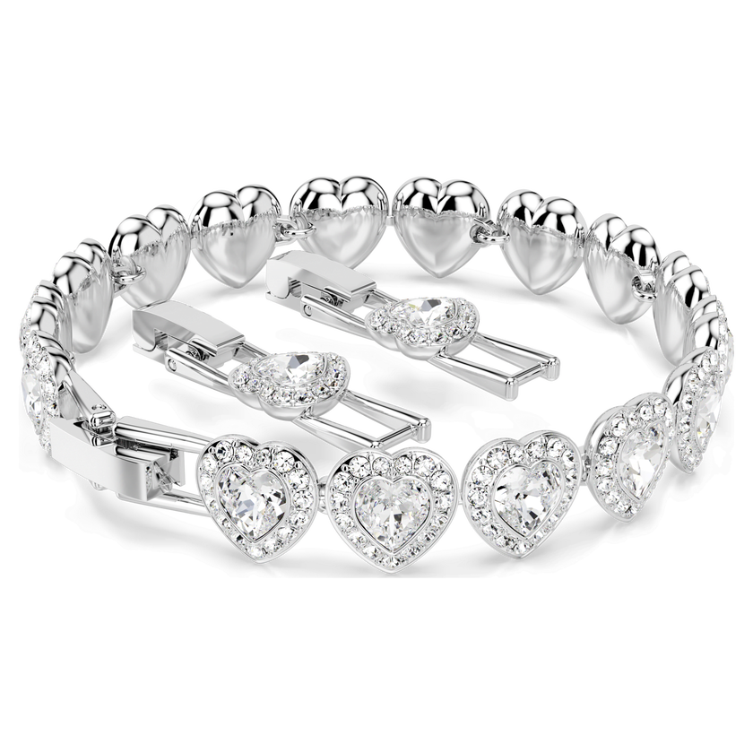 ariana grande x swarovski tennis bracelet  mixed cuts  heart  white  rhodium plated
