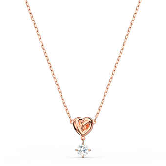 swarovski lifelong heart pendant  white  rose gold tone plated