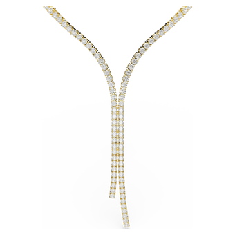 swarovski matrix y necklace  round cut  white  18k gold finish