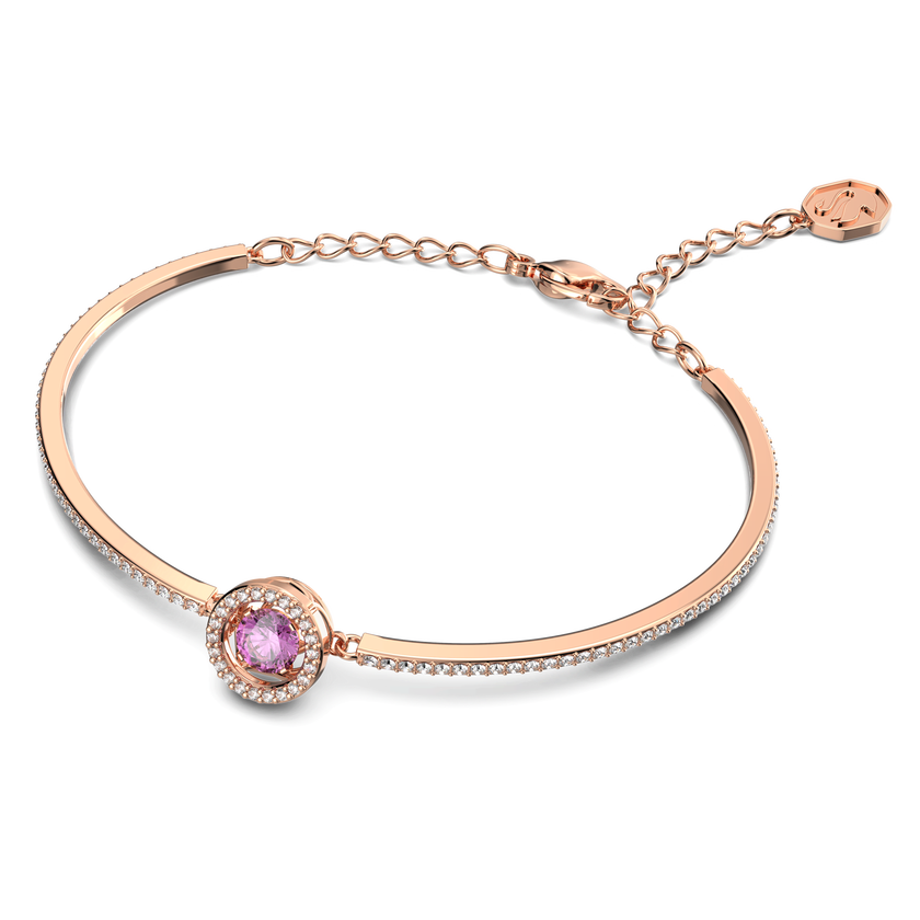 swarovski sparkling dance bangle  round cut  purple  rose gold tone plated