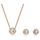 swarovski una angelic set  round cut  white  rose gold tone plated