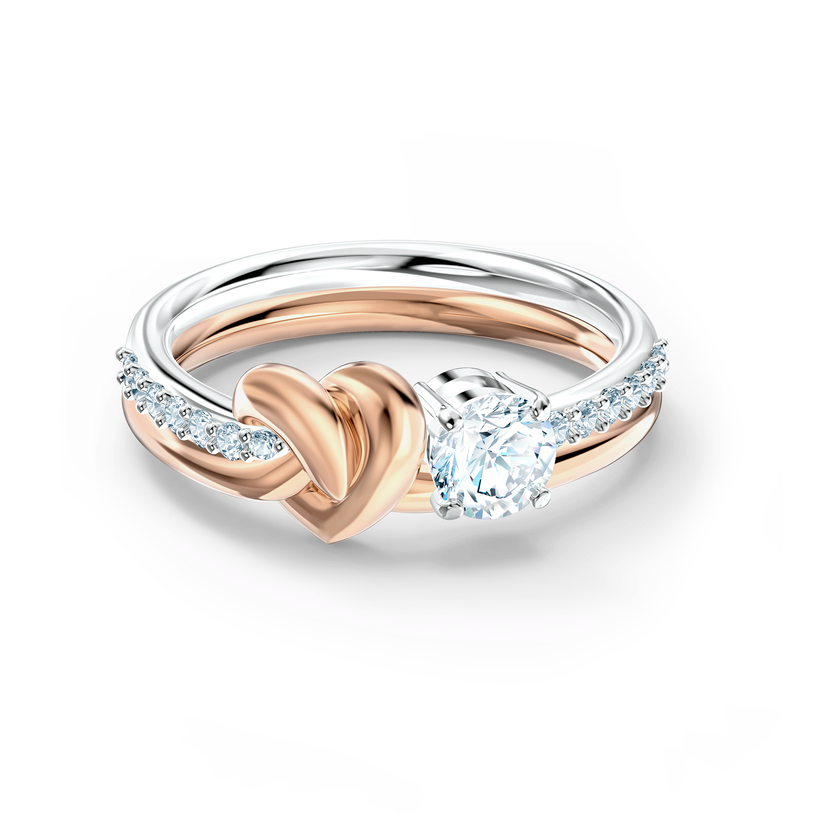 swarovski lifelong heart ring  white  mixed metal finish