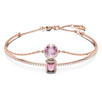 swarovski chroma bangle  mixed cuts  pink  rose gold tone plated