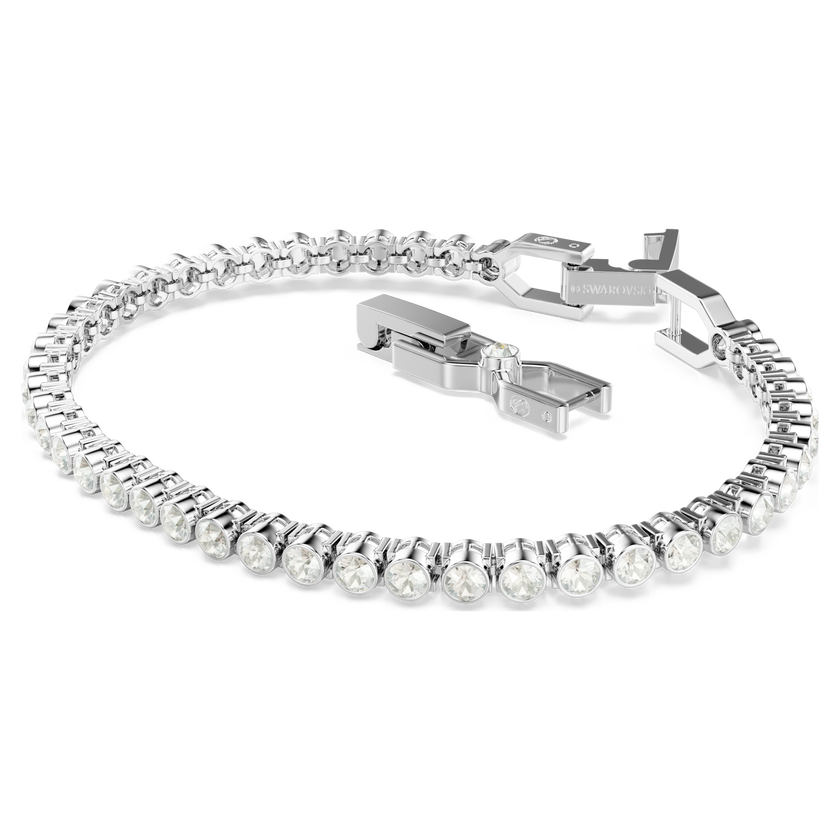 swarovski imber emily tennis bracelet  round cut  grey  rhodium plated