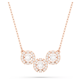 swarovski una necklace  round cut  white  rose gold tone plated