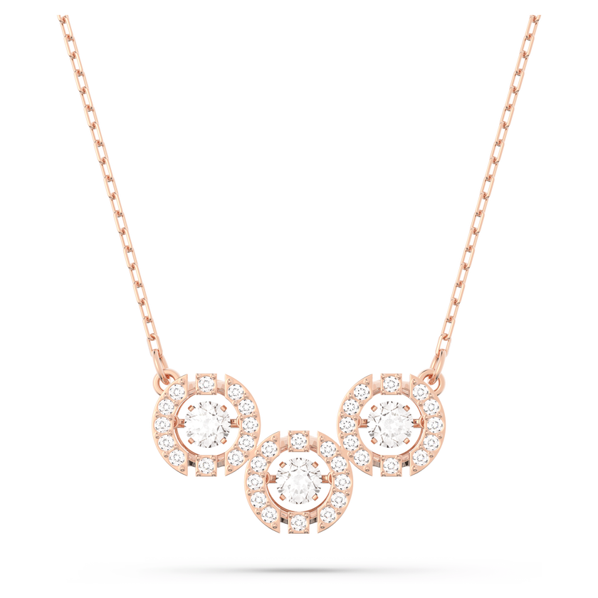 swarovski una necklace  round cut  white  rose gold tone plated