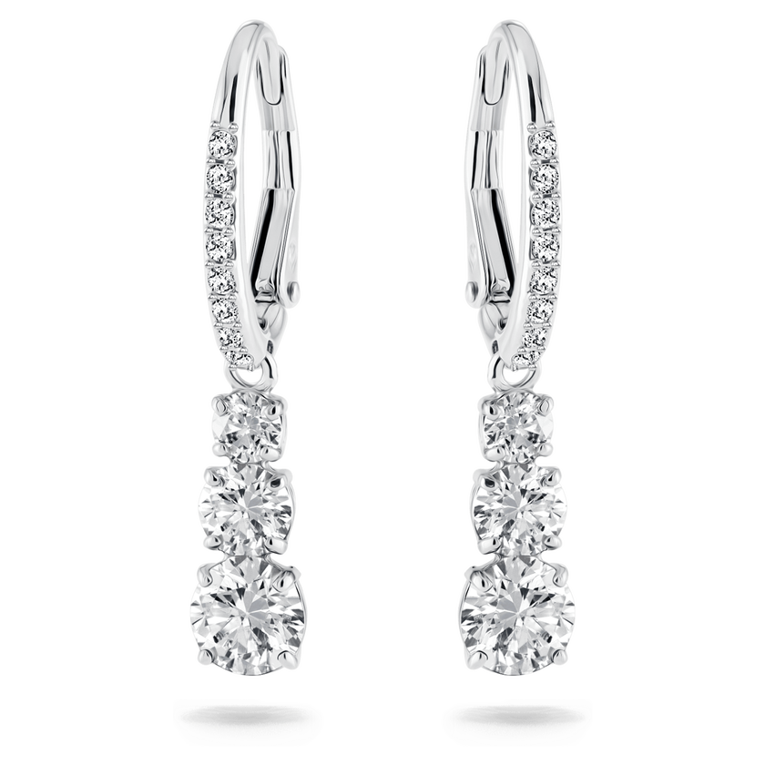 swarovski stilla attract hoop earrings  round cut  white  rhodium plated
