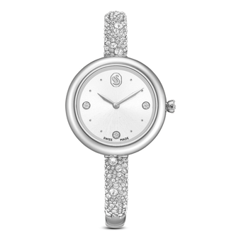 swarovski sublima bangle watch  swiss made  metal bracelet  silver tone  stainless steel
