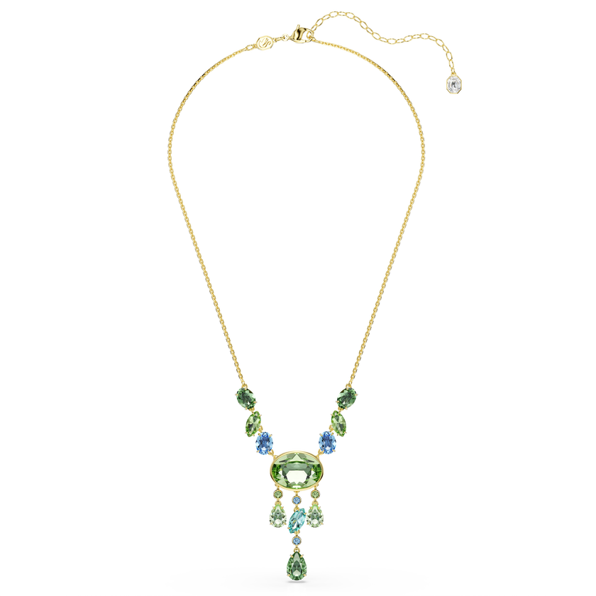 swarovski gema y necklace  mixed cuts  multicolored  gold tone plated