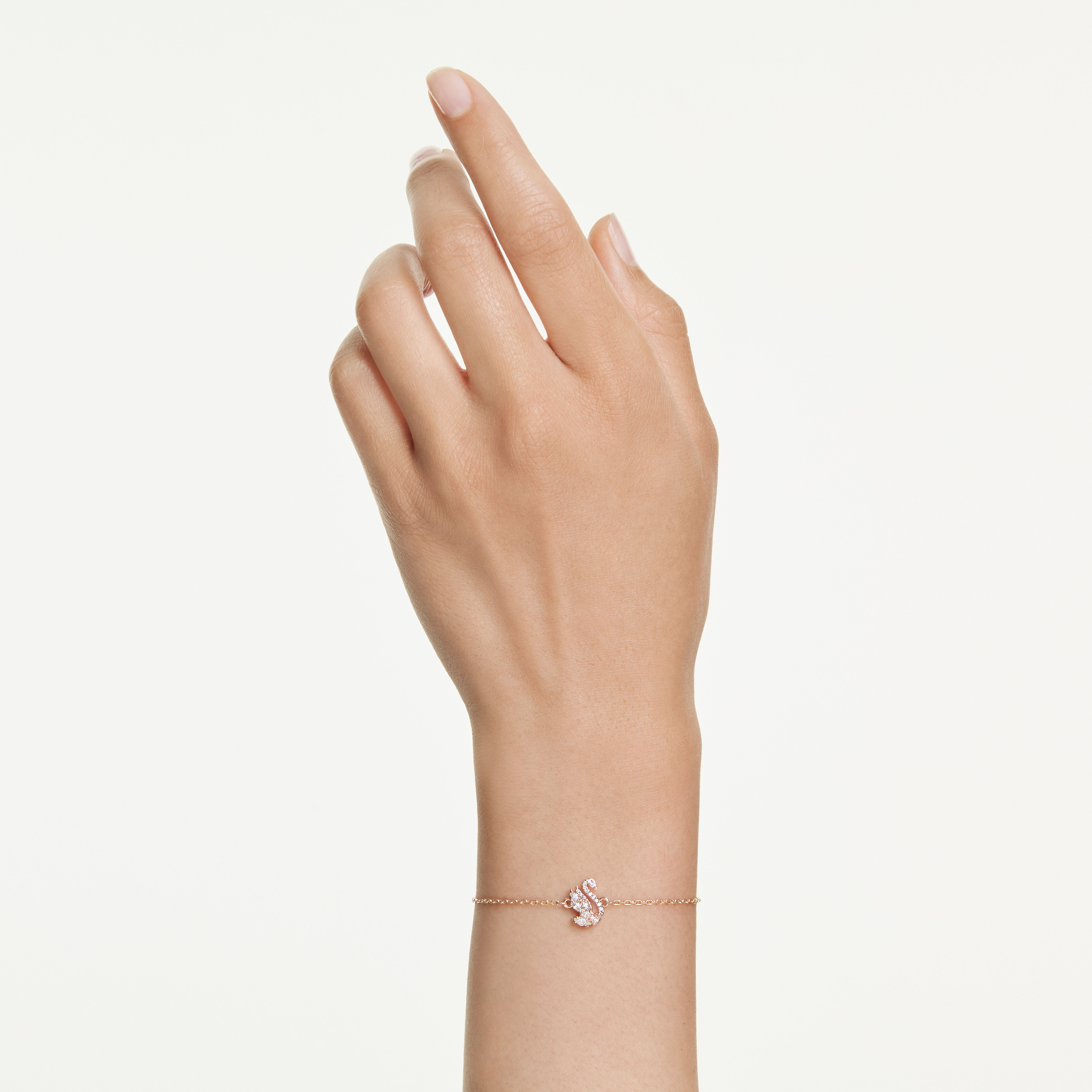 swarovski swan bracelet  mixed cuts  swan  white  rose gold tone plated